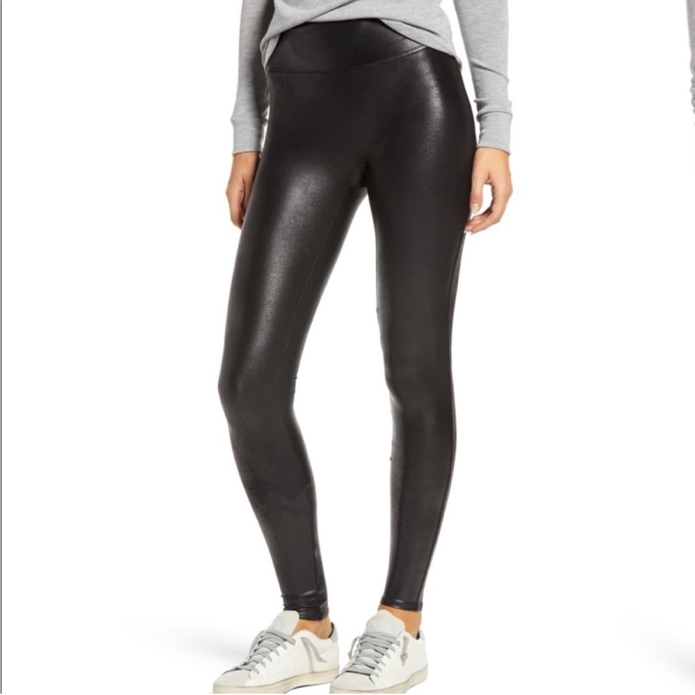 Spanx Black Faux Leather Leggings Small